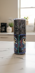 Nightmare Before Christmas Tumbler: Black Glitter Jack & Sally Epoxy Cup