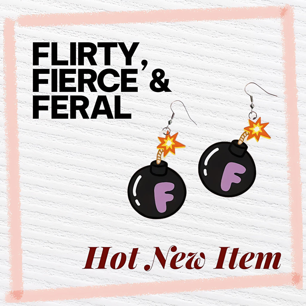 F bomb Earrings: Black Acrylic