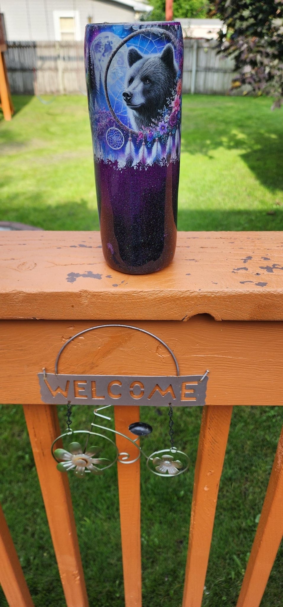 Eagle & Bear Epoxy Tumbler • Purple Black Stainless Steel Cup - Hempin Mayhem