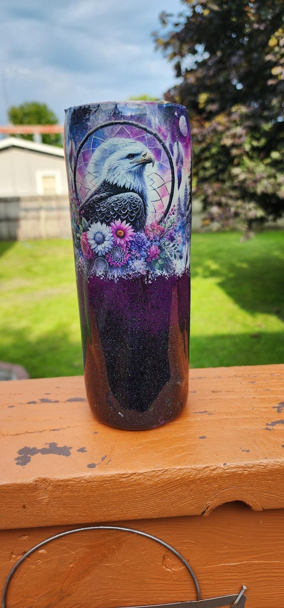 Eagle & Bear Epoxy Tumbler • Purple Black Stainless Steel Cup - Hempin Mayhem