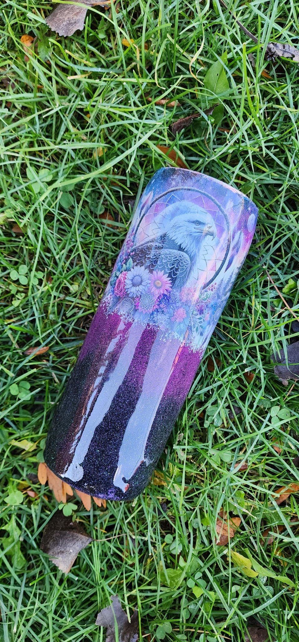 Eagle & Bear Epoxy Tumbler • Purple Black Stainless Steel Cup - Hempin Mayhem