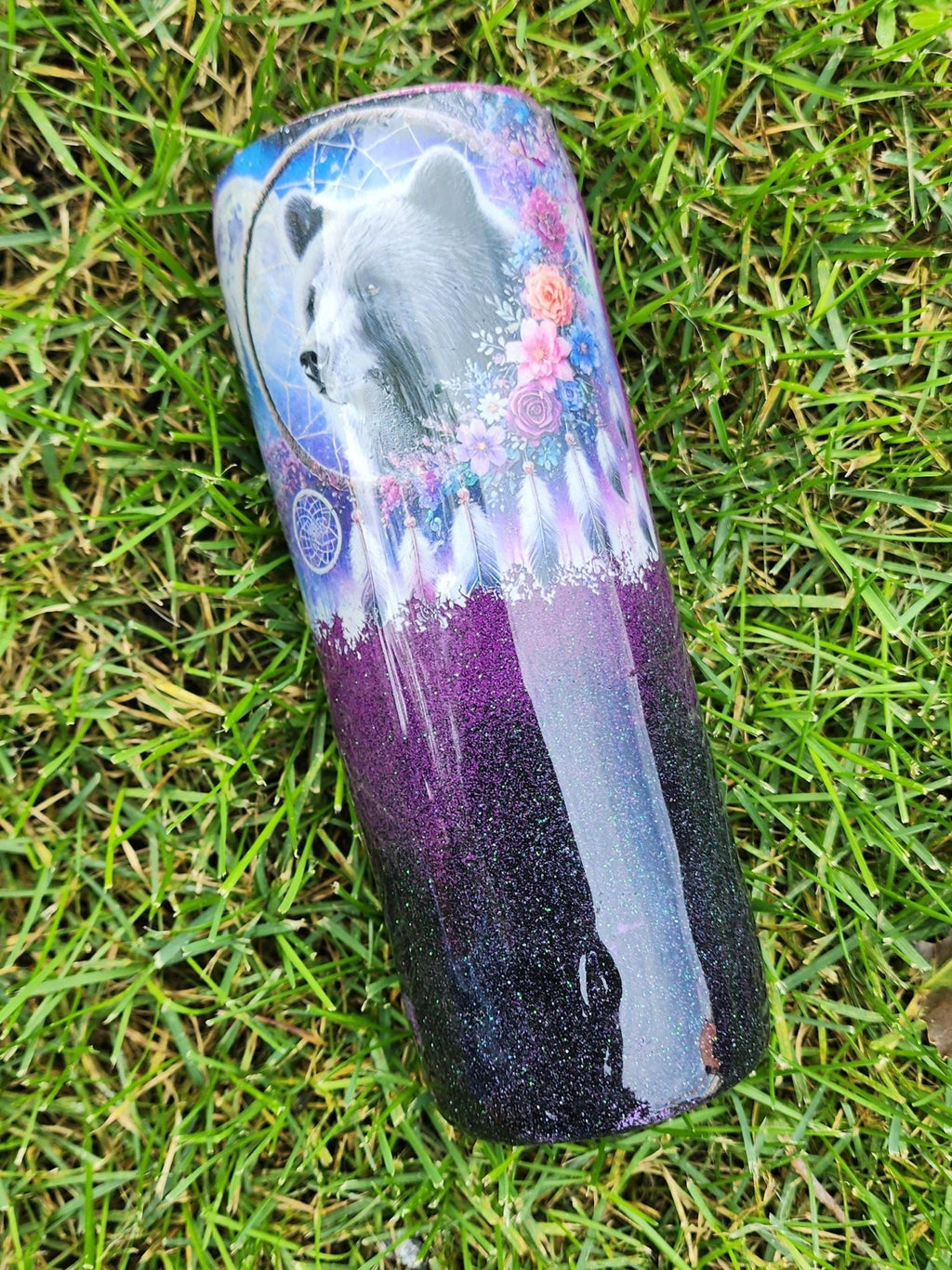 Eagle & Bear Epoxy Tumbler • Purple Black Stainless Steel Cup - Hempin Mayhem