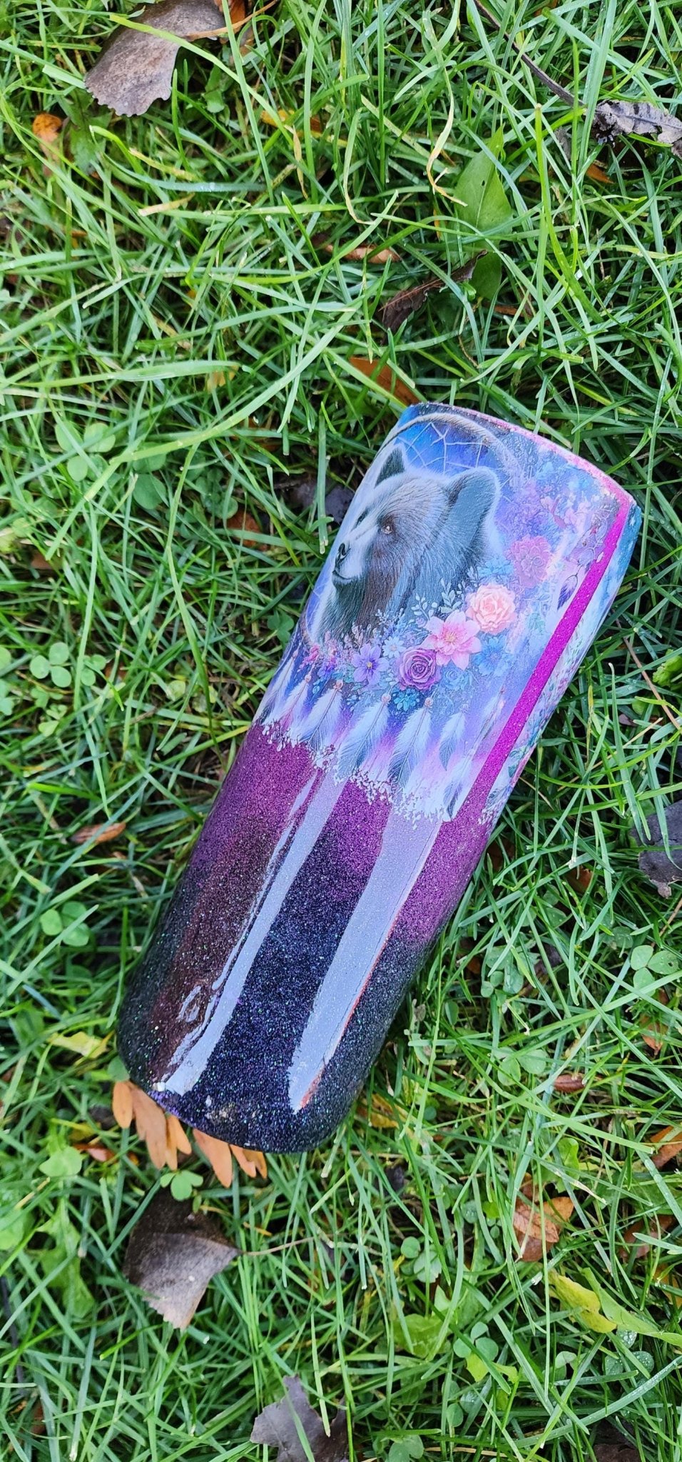 Eagle & Bear Epoxy Tumbler • Purple Black Stainless Steel Cup - Hempin Mayhem