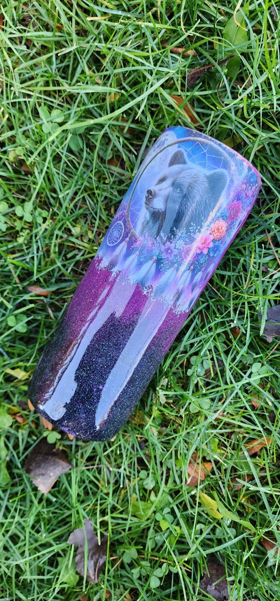 Eagle & Bear Epoxy Tumbler • Purple Black Stainless Steel Cup - Hempin Mayhem