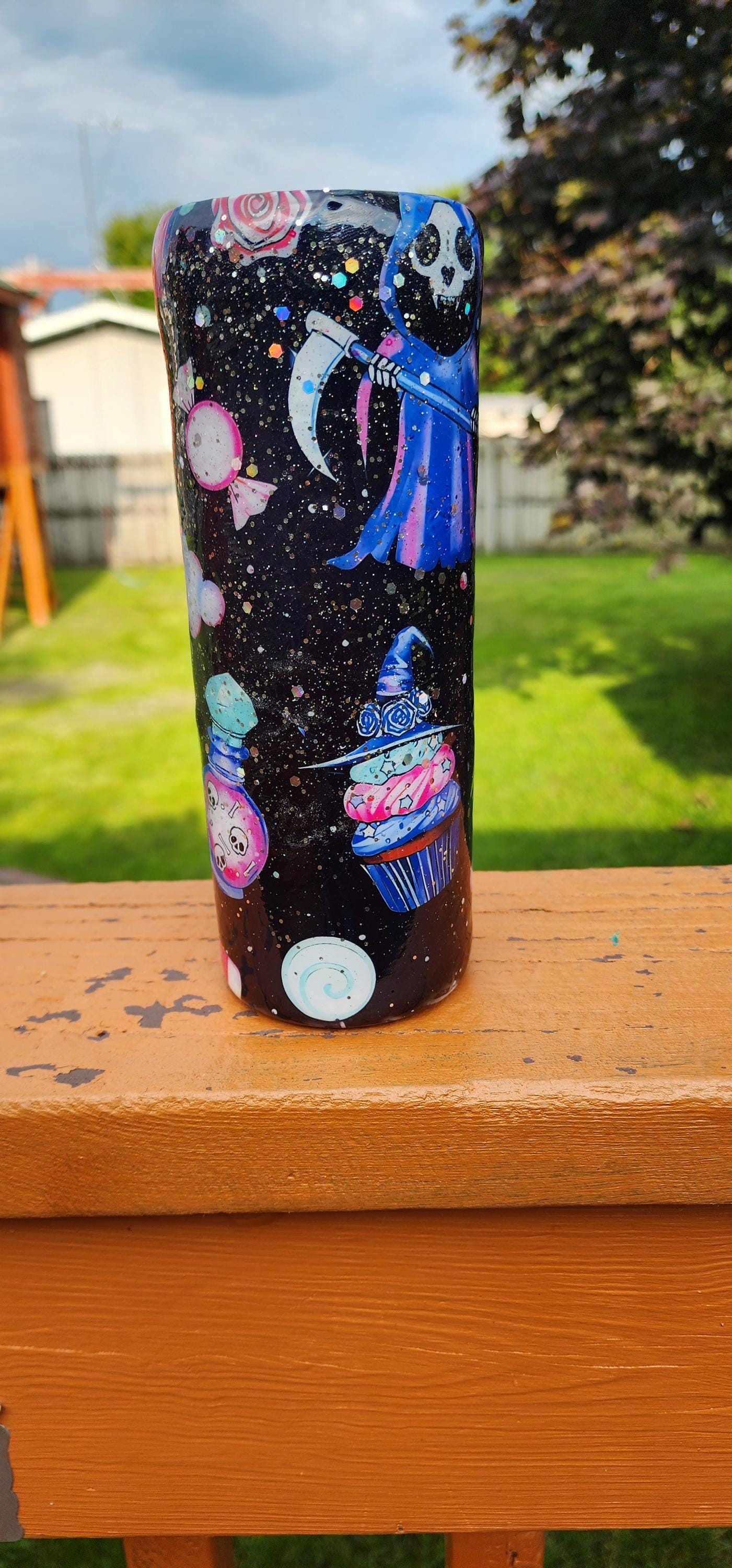 Resting Witch Face Tumbler: Witchcore Cupcakes & Tombstones