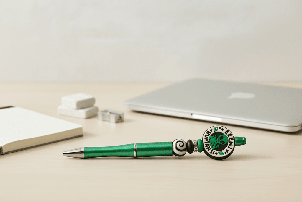 Eeew Humans! Alien Beaded Pen – Funny Handmade Space Pen, Cute Extraterrestrial Writing Tool, Sassy Geeky Office Accessory - Hempin Mayhem