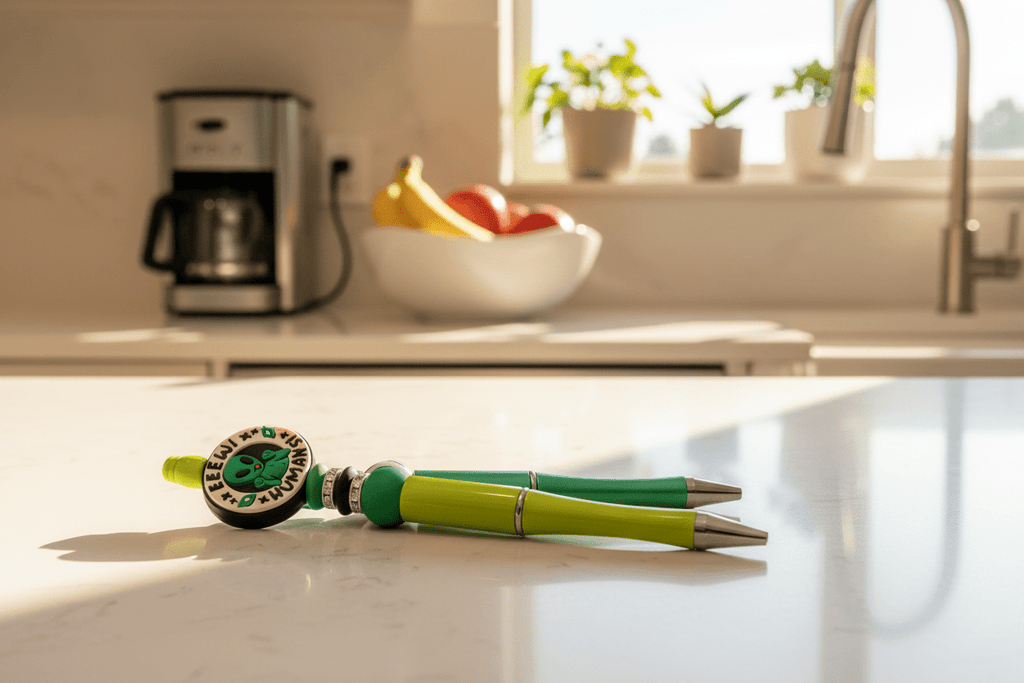 Eeew Humans! Alien Beaded Pen – Funny Handmade Space Pen, Cute Extraterrestrial Writing Tool, Sassy Geeky Office Accessory - Hempin Mayhem