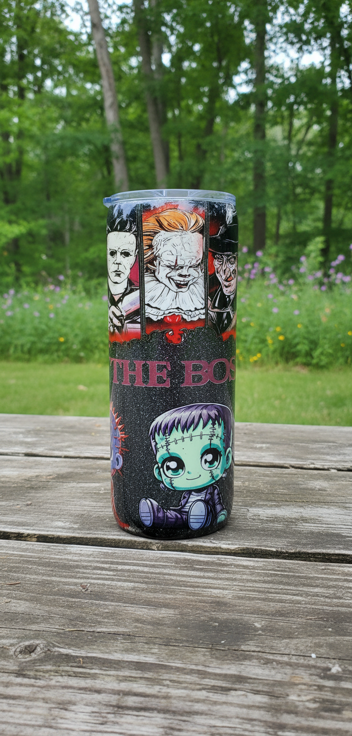 Horror Movie Tumbler: The Boys of Fall Epoxy Cup with Metal Straw