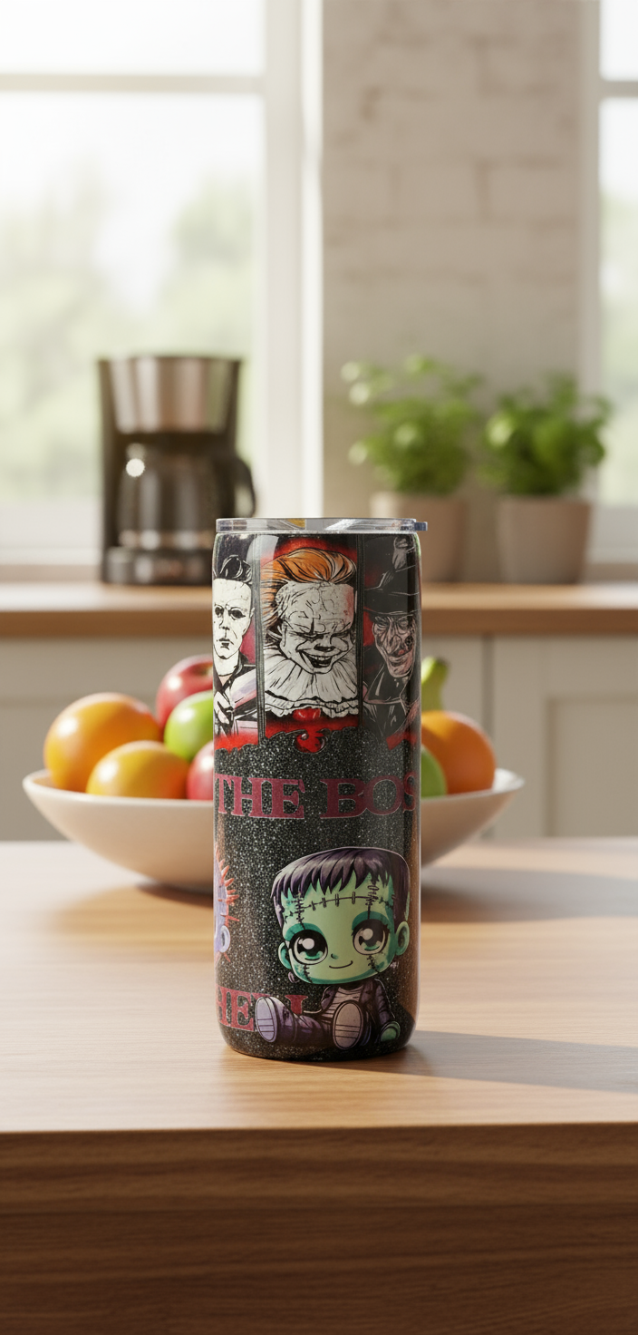 Horror Movie Tumbler: The Boys of Fall Epoxy Cup with Metal Straw