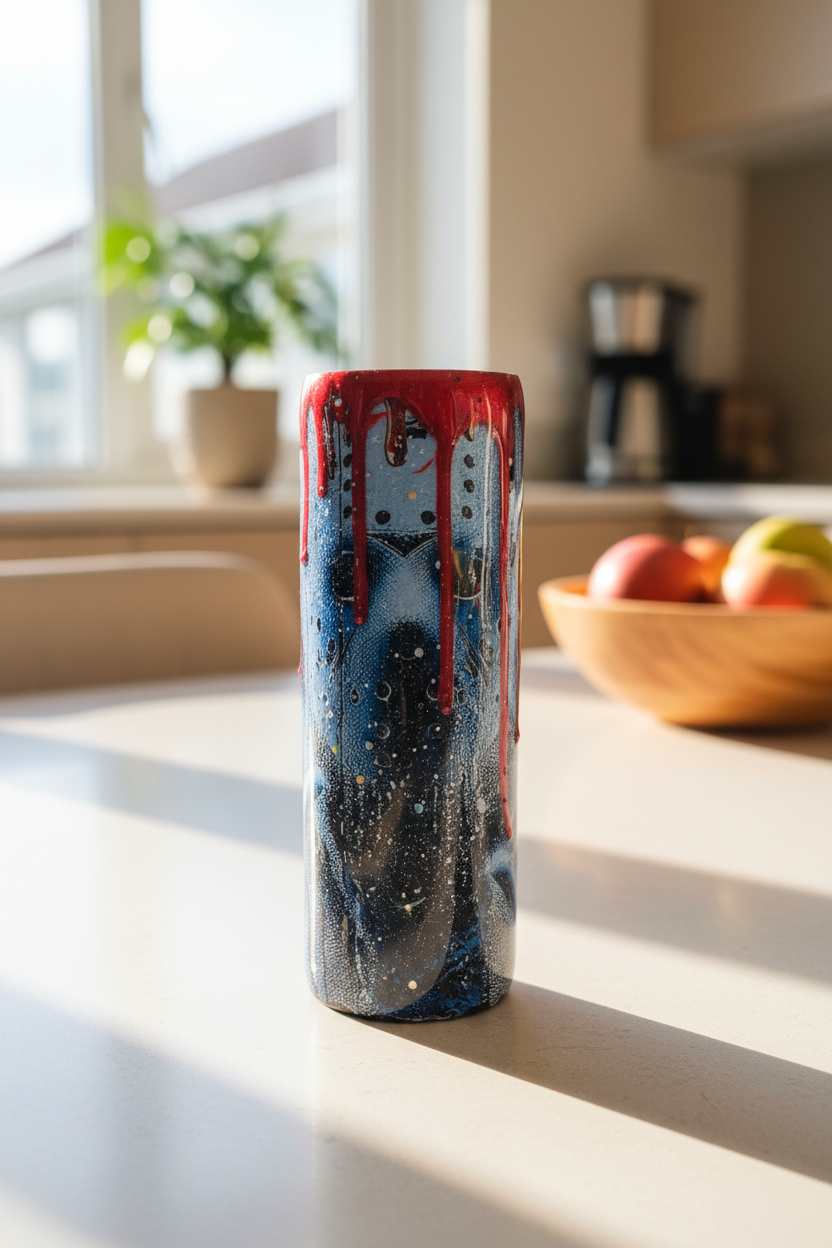 Bloody Jason Epoxy Drip Tumbler – Horror Movie Slasher Cup | Friday the 13th Inspired Drinkware