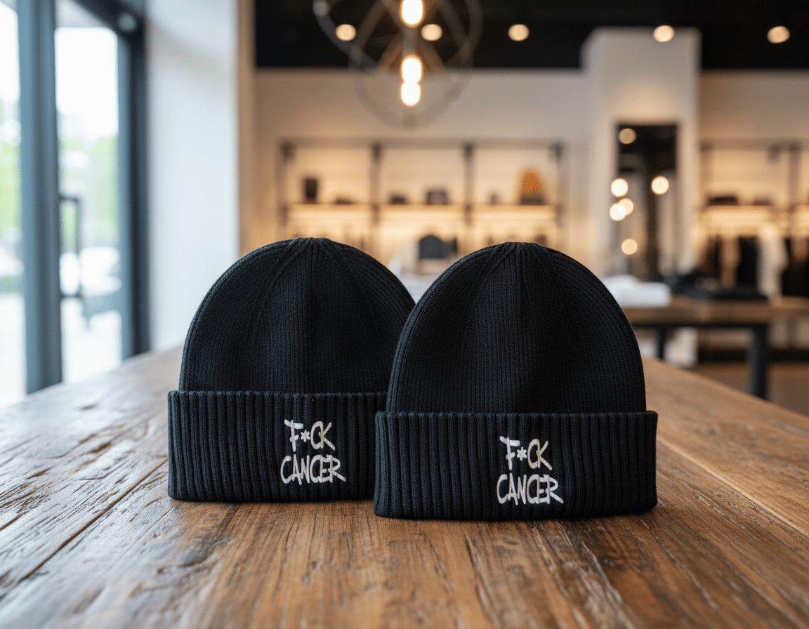 F*ck Cancer Beanie: Awareness Support Knit Cap - Hempin Mayhem