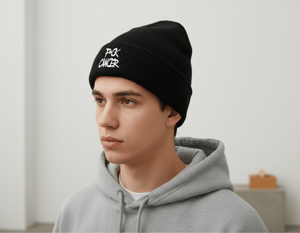 F*ck Cancer Beanie: Awareness Support Knit Cap - Hempin Mayhem