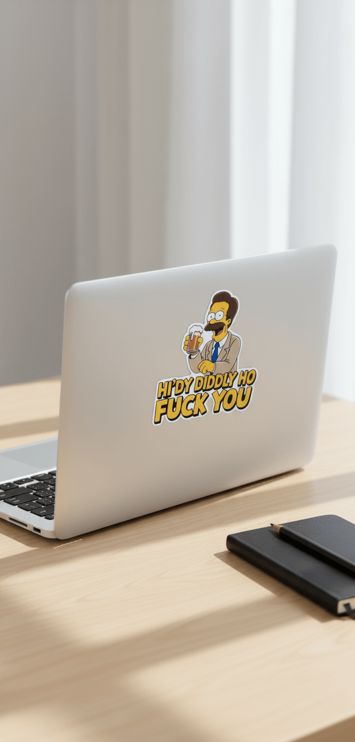 Flanders “Hi - Diddly - Ho” Vinyl Sticker | Funny 3x3 Waterproof Decal | Laptop, Water Bottle, or Car Sticker **2 Pack** - Hempin Mayhem