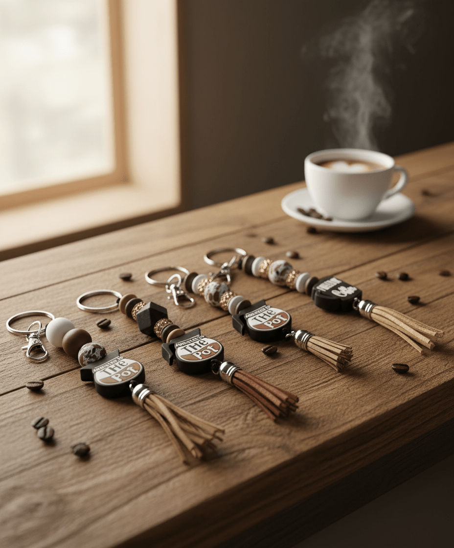 Fueled by Coffee & Addicted to the Pot – Funny Handmade Beaded Keychain - Hempin Mayhem