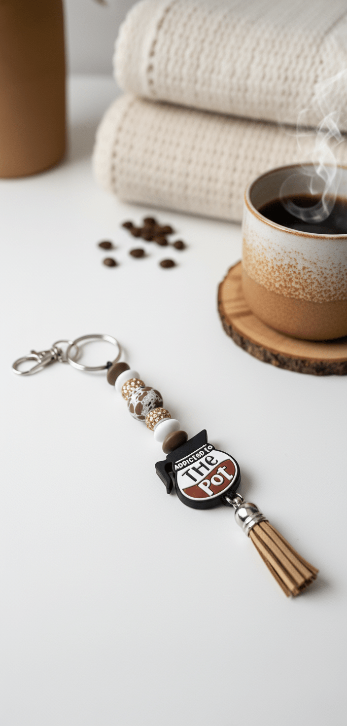 Fueled by Coffee & Addicted to the Pot – Funny Handmade Beaded Keychain - Hempin Mayhem