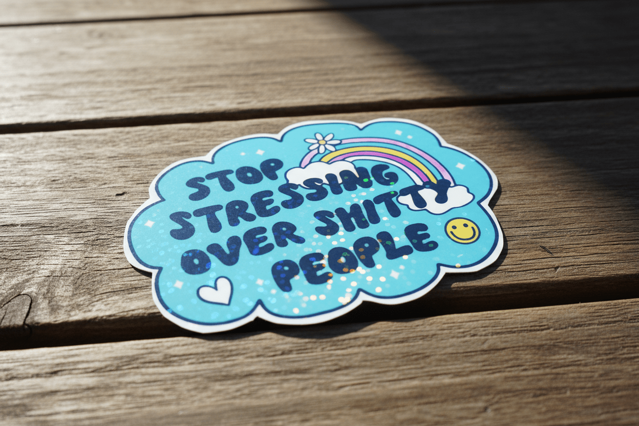 Funny Sassy Quote Sticker: Blue Rainbow Vinyl Decal - Self - Care Gift 3x2 - Hempin Mayhem
