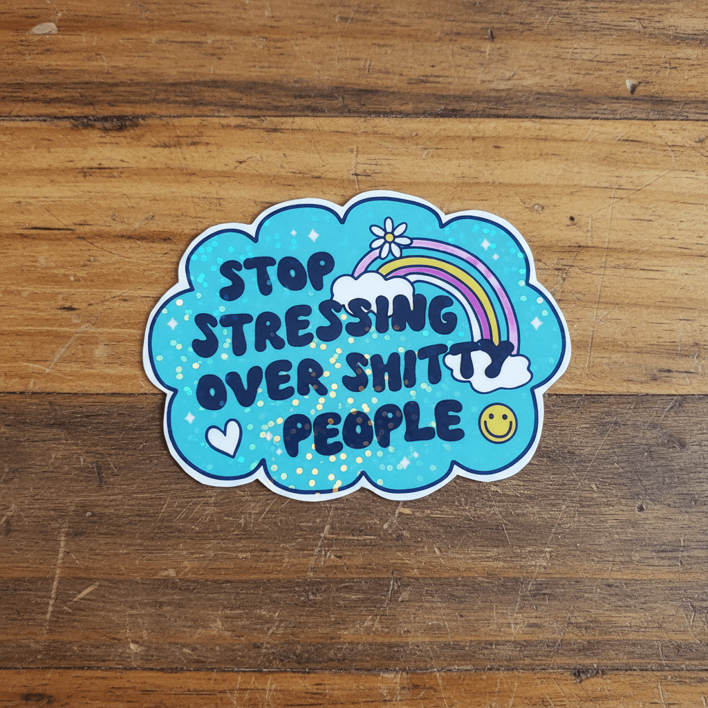 Funny Sassy Quote Sticker: Blue Rainbow Vinyl Decal - Self - Care Gift 3x2 - Hempin Mayhem