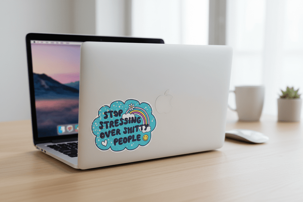 Funny Sassy Quote Sticker: Blue Rainbow Vinyl Decal - Self - Care Gift 3x2 - Hempin Mayhem