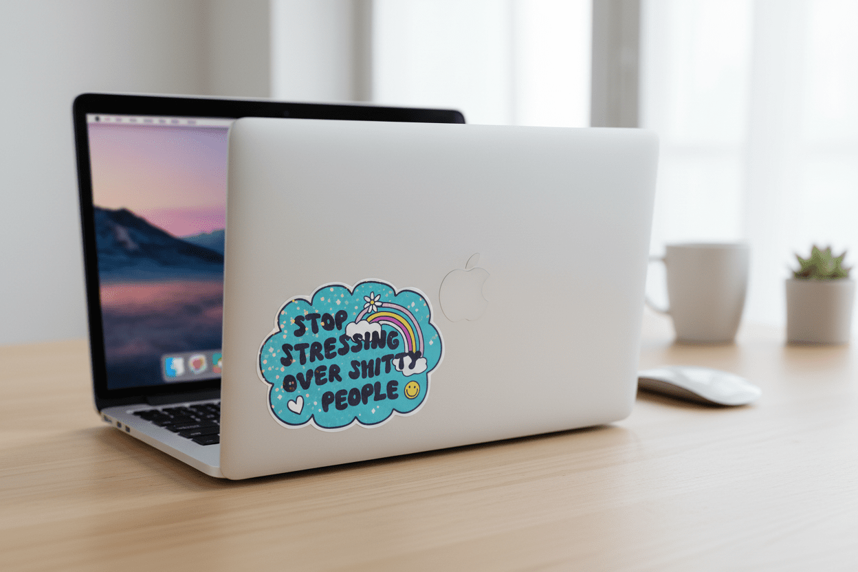 Funny Sassy Quote Sticker: Blue Rainbow Vinyl Decal - Self - Care Gift 3x2 - Hempin Mayhem