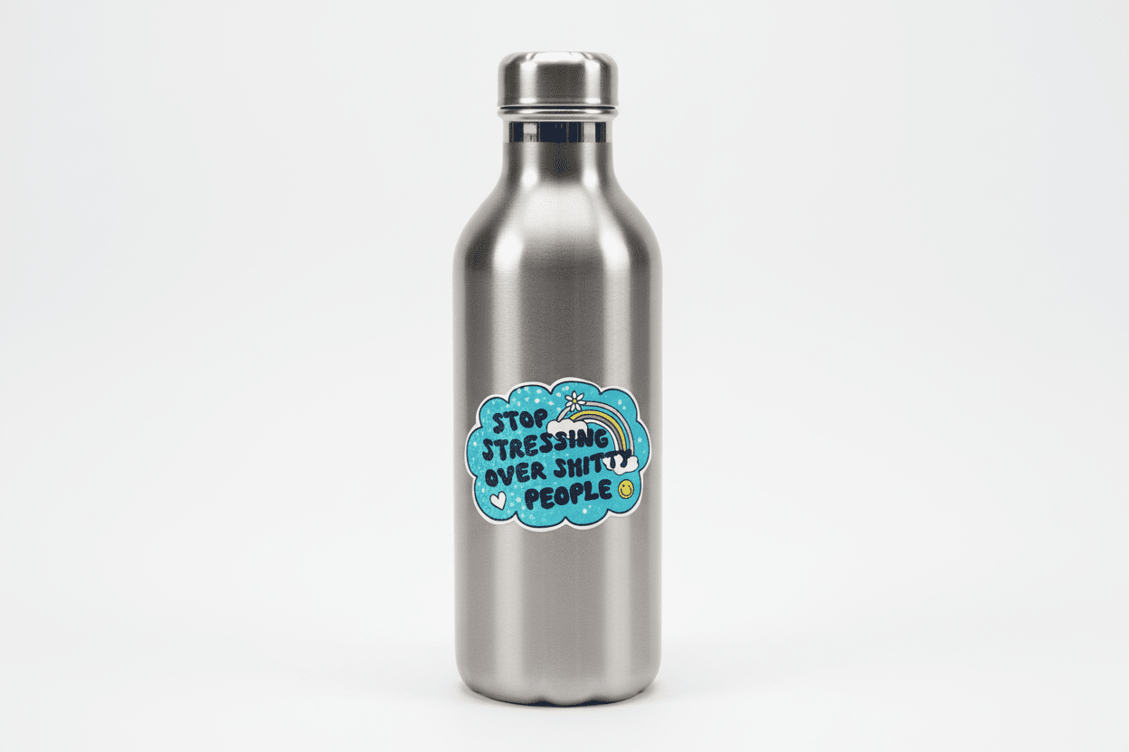 Funny Sassy Quote Sticker: Blue Rainbow Vinyl Decal - Self - Care Gift 3x2 - Hempin Mayhem