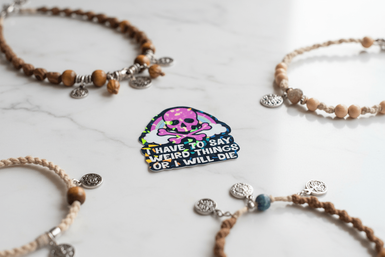 Funny Skull Vinyl Sticker: Rainbow, Pink & Black Decal (4x3) - Hempin Mayhem