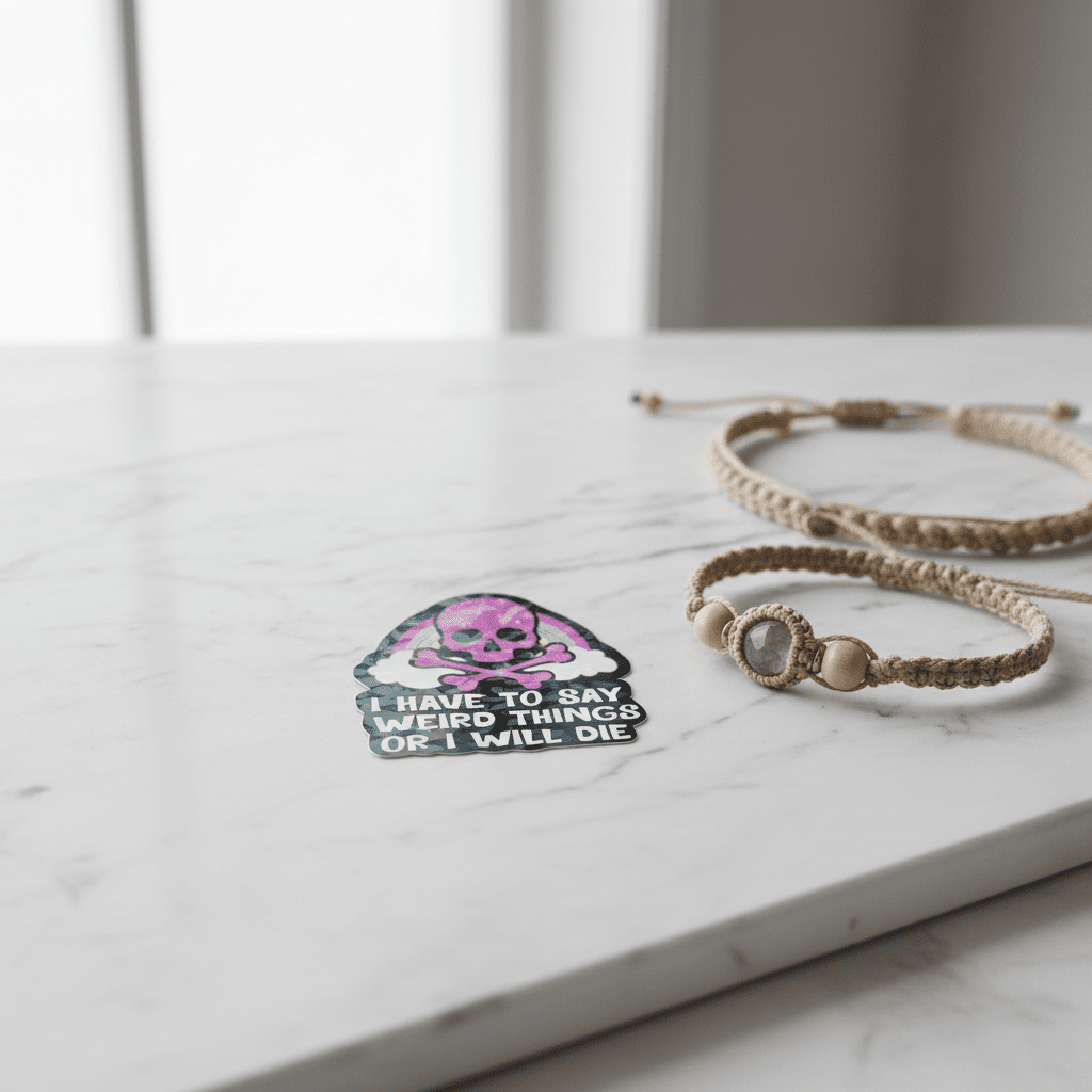 Funny Skull Vinyl Sticker: Rainbow, Pink & Black Decal (4x3) - Hempin Mayhem