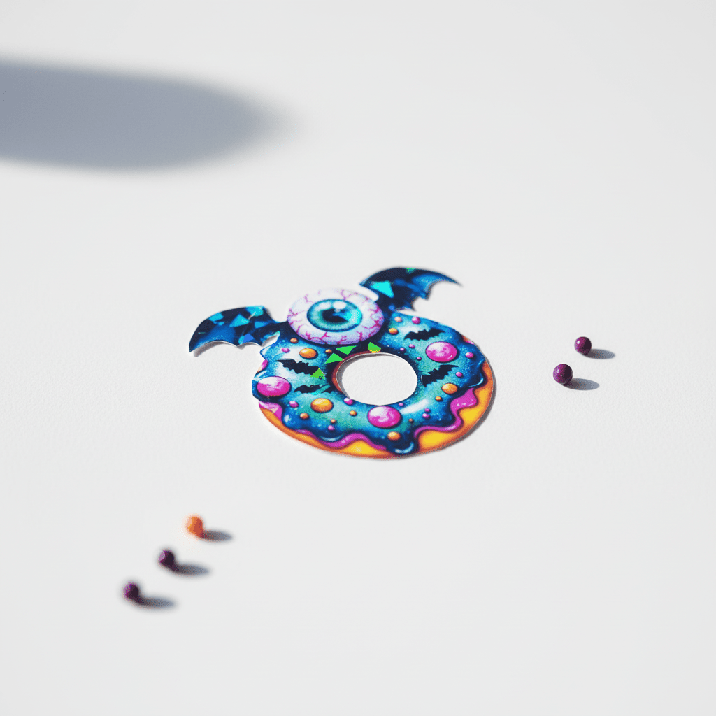 Halloween Donut Sticker: Spooky Creepy Food Decal, Waterproof Vinyl - Hempin Mayhem