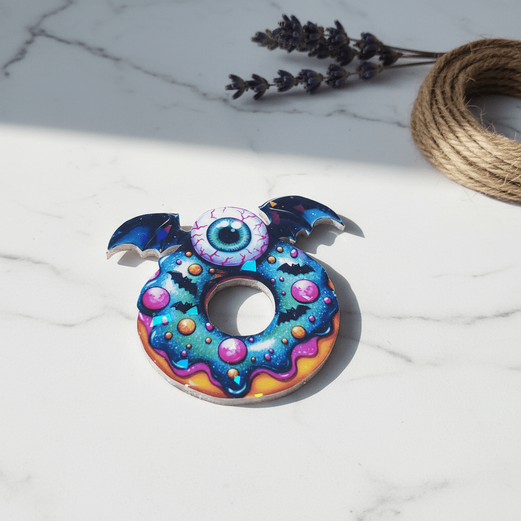 Halloween Donut Sticker: Spooky Creepy Food Decal, Waterproof Vinyl - Hempin Mayhem