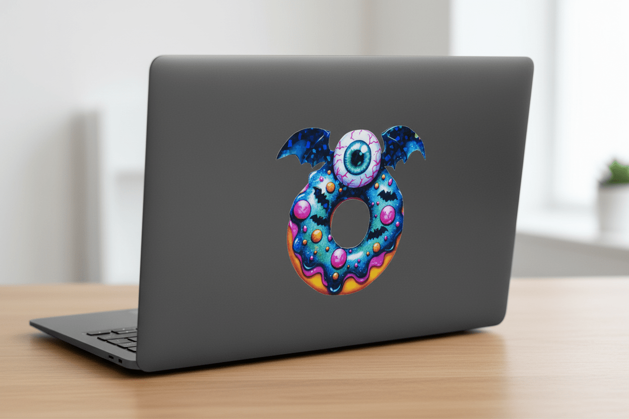 Halloween Donut Sticker: Spooky Creepy Food Decal, Waterproof Vinyl - Hempin Mayhem