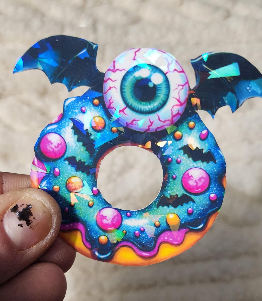 Halloween Donut Sticker: Spooky Creepy Food Decal, Waterproof Vinyl - Hempin Mayhem