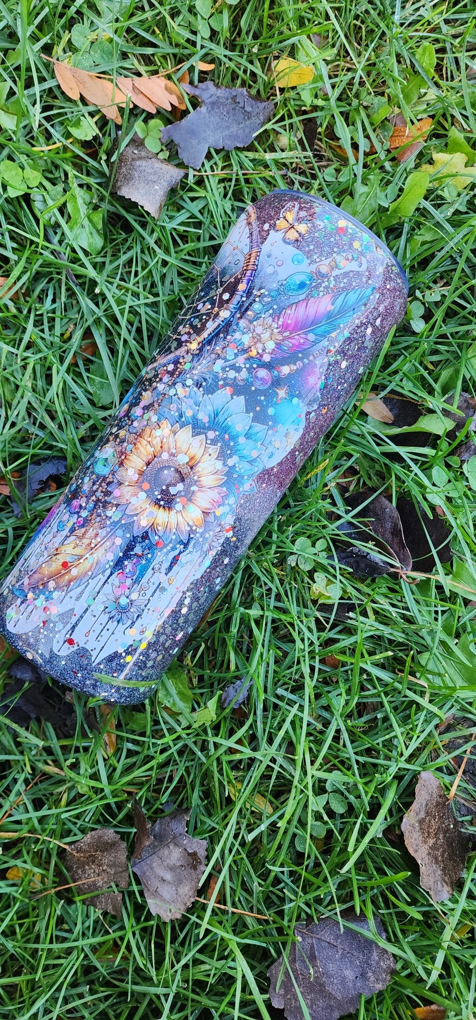 Handmade Dream Catcher Tumbler: Boho Glitter Stainless Steel Travel Mug - Hempin Mayhem