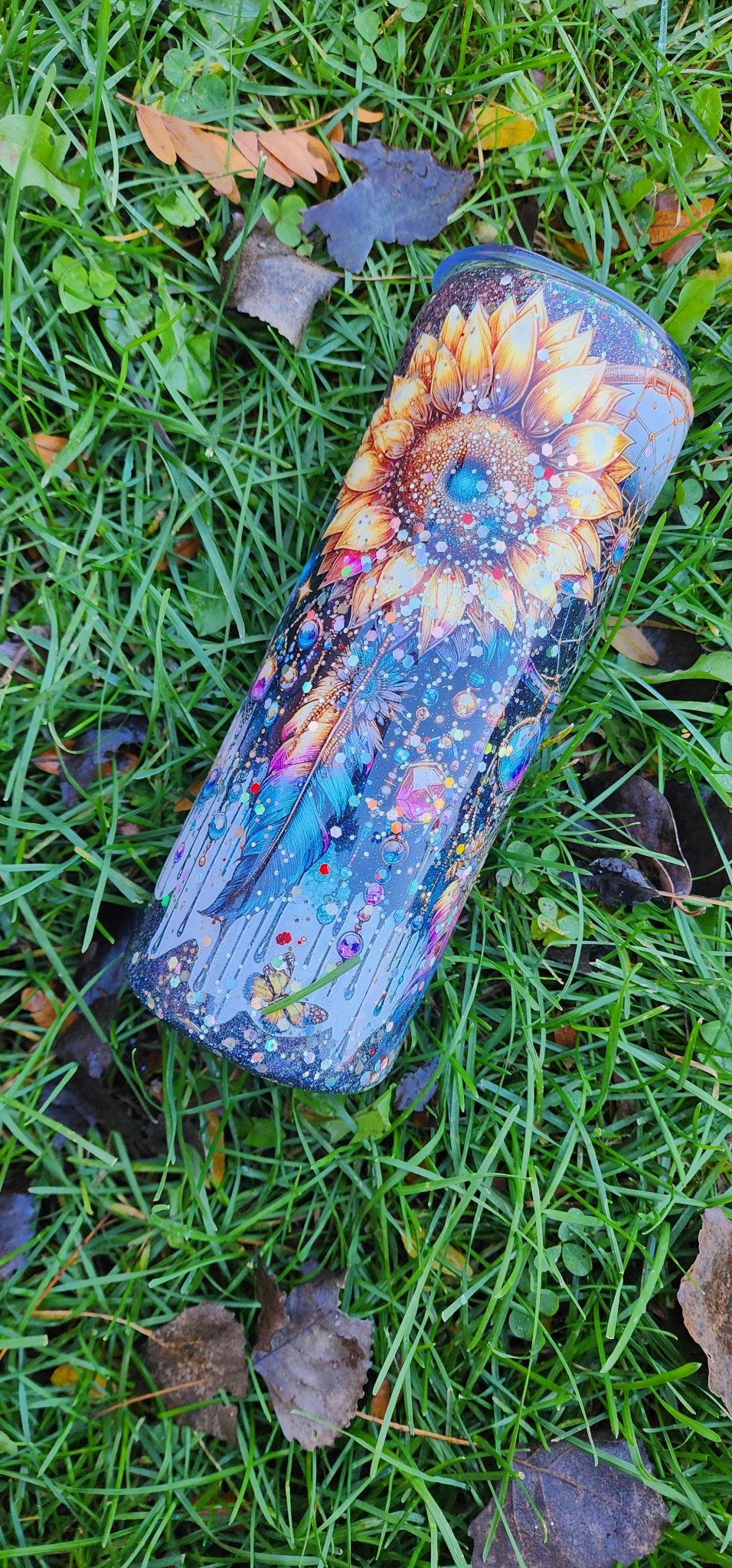 Handmade Dream Catcher Tumbler: Boho Glitter Stainless Steel Travel Mug - Hempin Mayhem