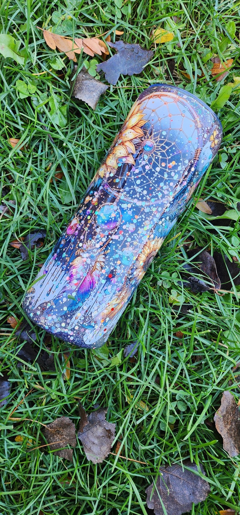 Handmade Dream Catcher Tumbler: Boho Glitter Stainless Steel Travel Mug - Hempin Mayhem