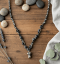 Handmade Hemp Necklace: Tan & Black Cord with Glass Mushroom Bead - Hempin Mayhem