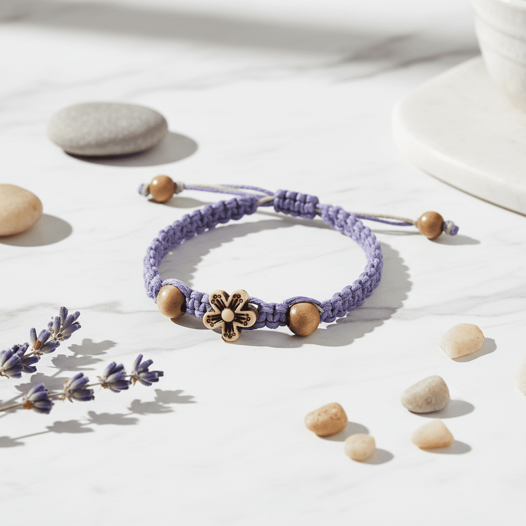 Handmade Pastel Purple Hemp Bracelet with Wooden Beads - Hempin Mayhem