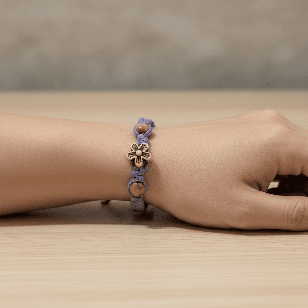 Handmade Pastel Purple Hemp Bracelet with Wooden Beads - Hempin Mayhem