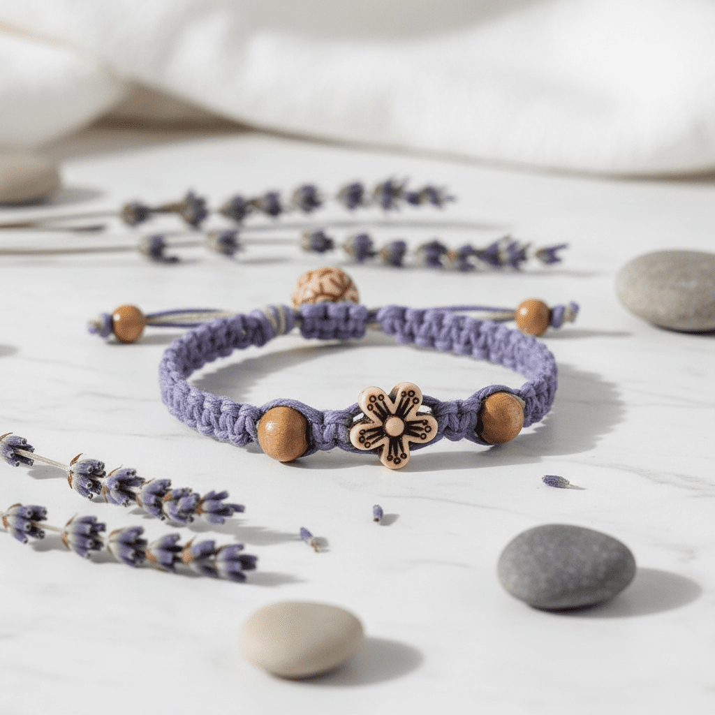 Handmade Pastel Purple Hemp Bracelet with Wooden Beads - Hempin Mayhem