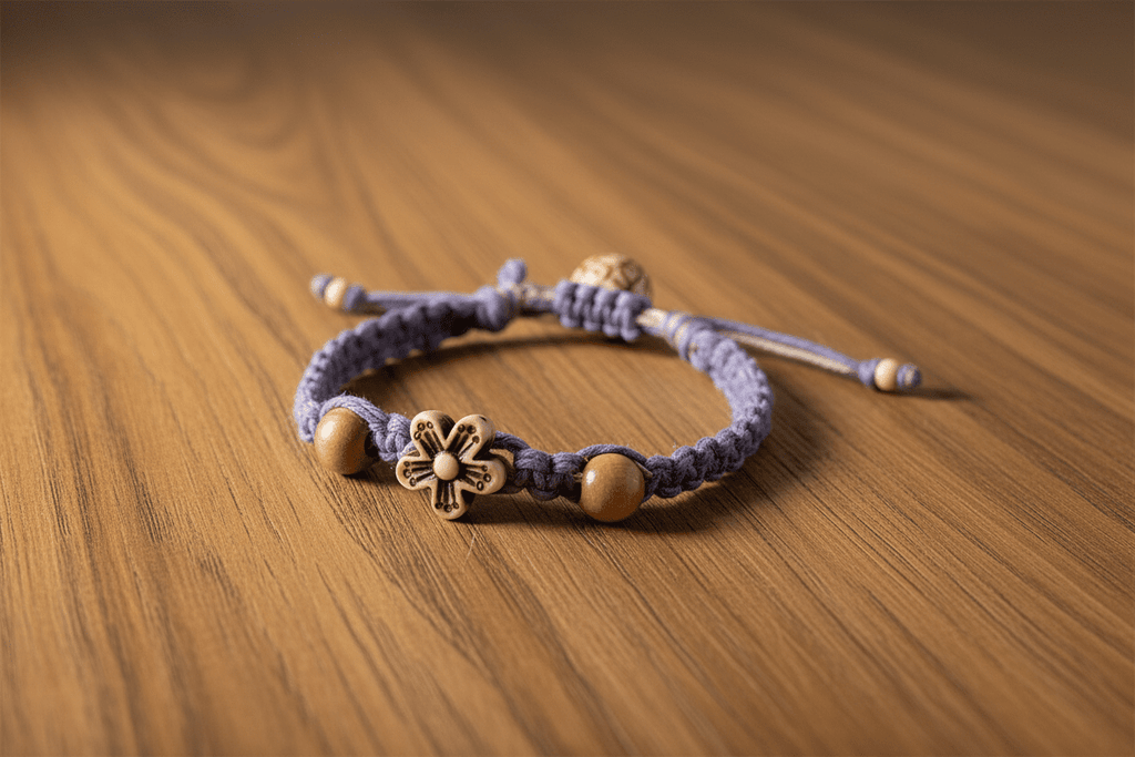Handmade Pastel Purple Hemp Bracelet with Wooden Beads - Hempin Mayhem