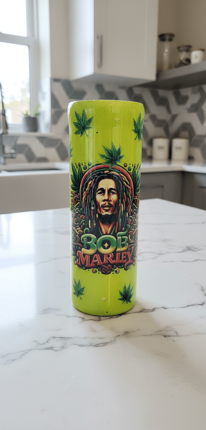 Handmade Tumbler: Reggae Rasta Stainless Steel Travel Mug - Hempin Mayhem