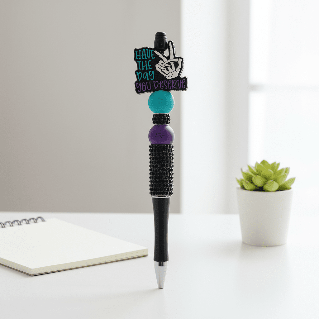 Have the Day You Deserve” Beaded Bling Pen | Sassy Handmade Statement Pen - Hempin Mayhem