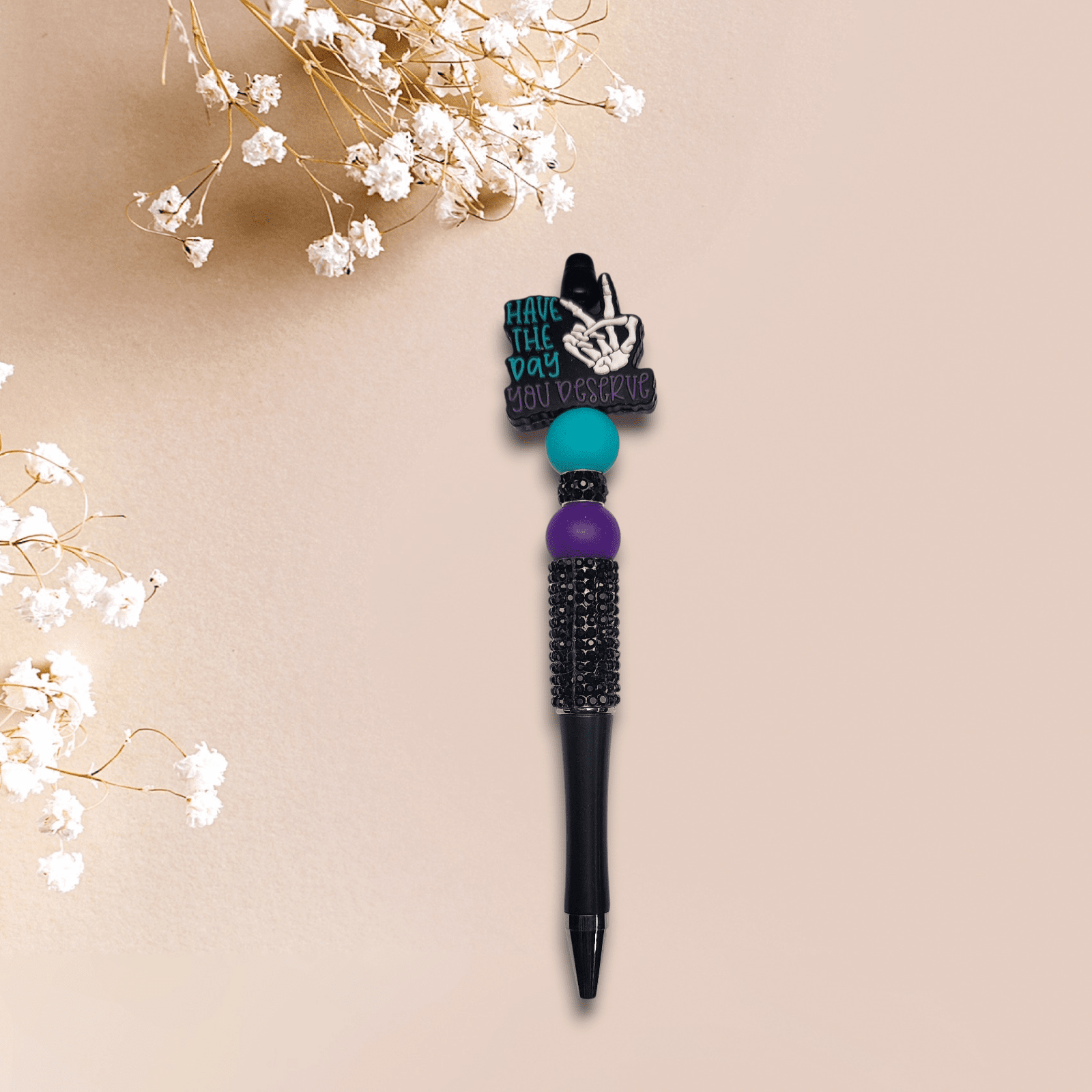 Have the Day You Deserve” Beaded Bling Pen | Sassy Handmade Statement Pen - Hempin Mayhem