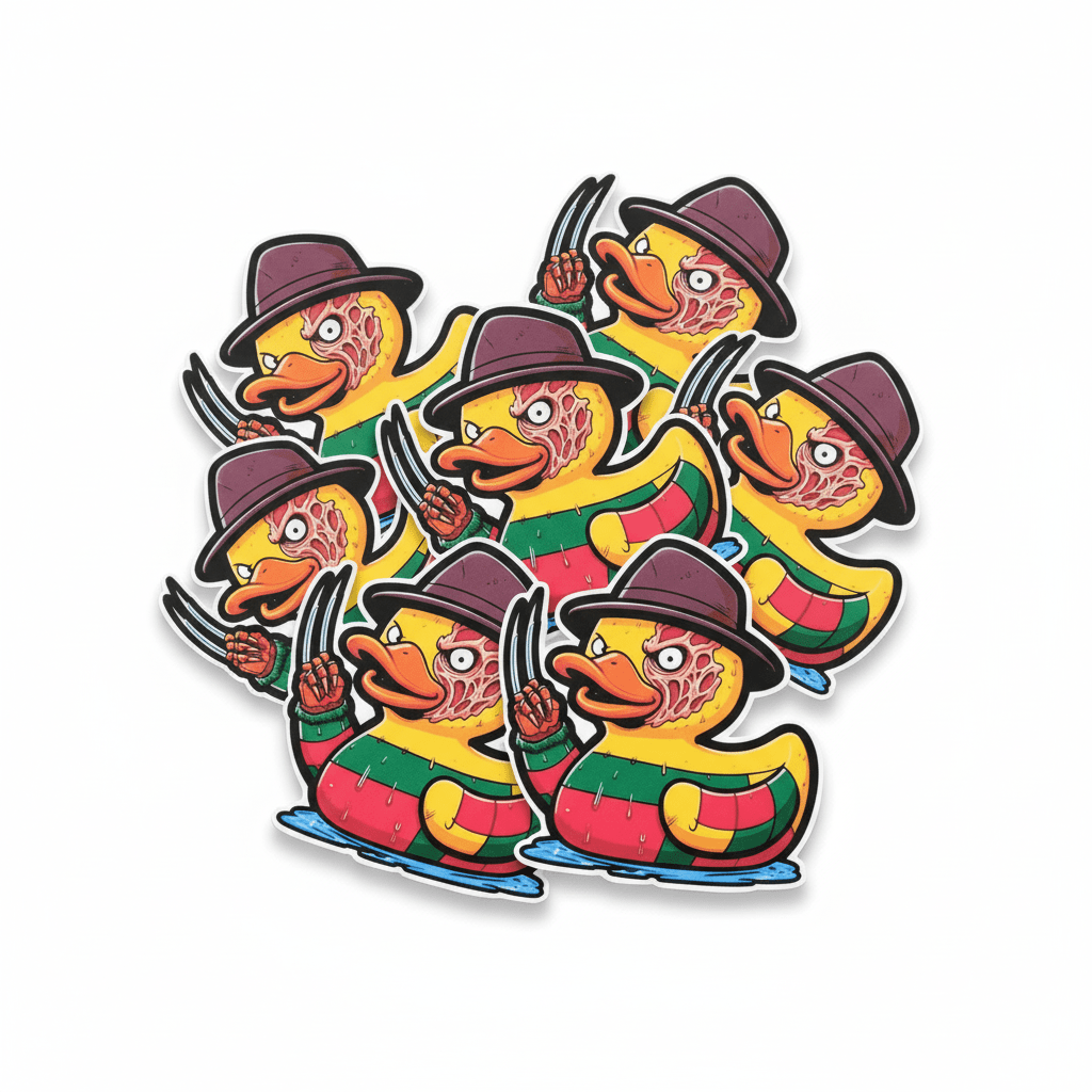 Horror - Themed Rubber Ducky Vinyl Sticker – Creepy Cute 3x3 Waterproof Decal for Laptops, Water Bottles & Horror Lovers - Hempin Mayhem