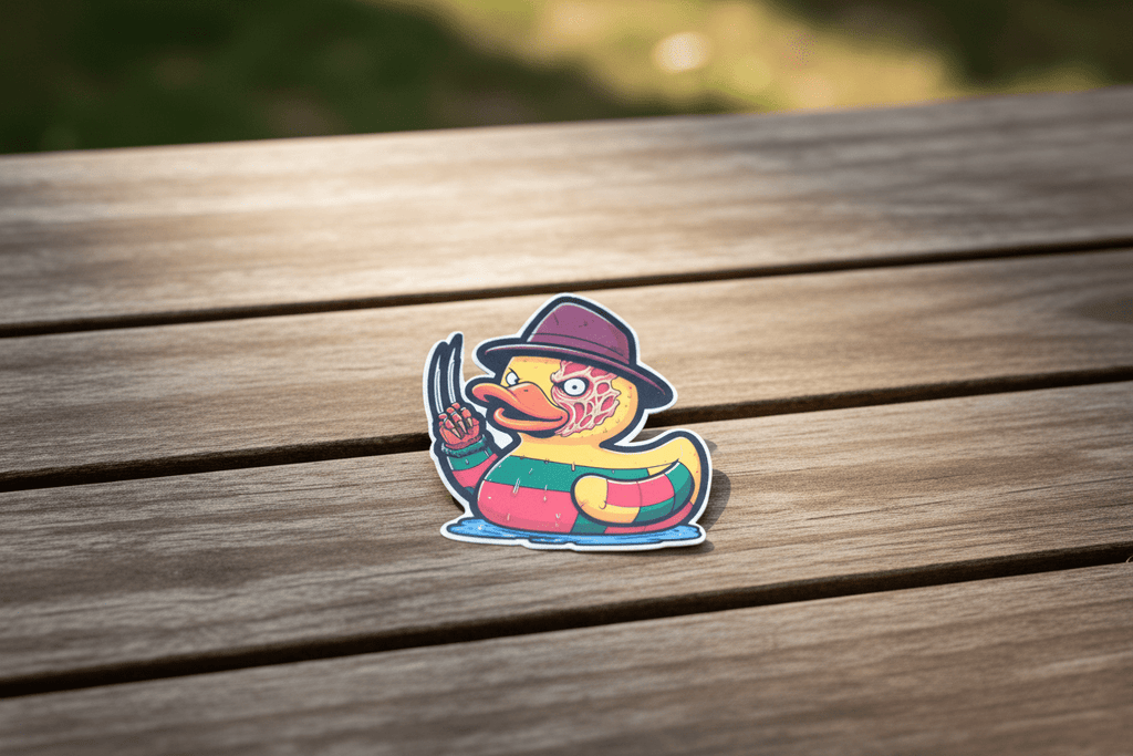 Horror - Themed Rubber Ducky Vinyl Sticker – Creepy Cute 3x3 Waterproof Decal for Laptops, Water Bottles & Horror Lovers - Hempin Mayhem