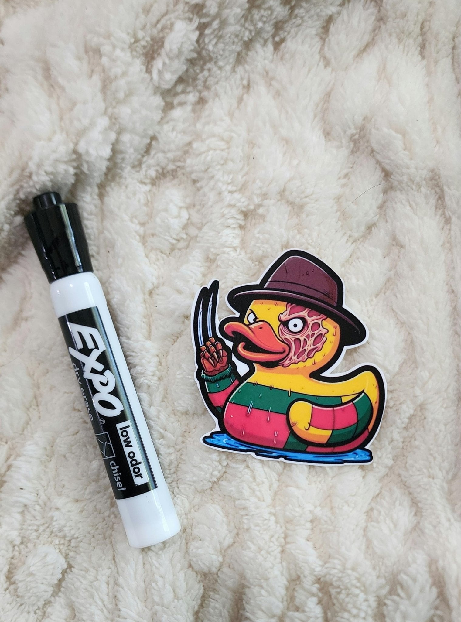 Horror - Themed Rubber Ducky Vinyl Sticker – Creepy Cute 3x3 Waterproof Decal for Laptops, Water Bottles & Horror Lovers - Hempin Mayhem