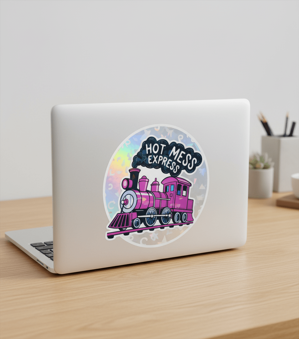 Hot Mess Express Pink Train Sticker: Sassy Vinyl Decal **2 Pack** - Hempin Mayhem