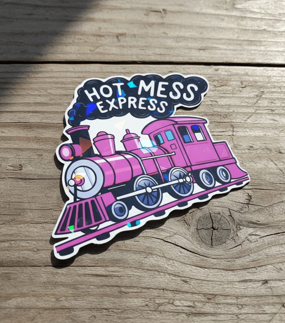 Hot Mess Express Pink Train Sticker: Sassy Vinyl Decal **2 Pack** - Hempin Mayhem