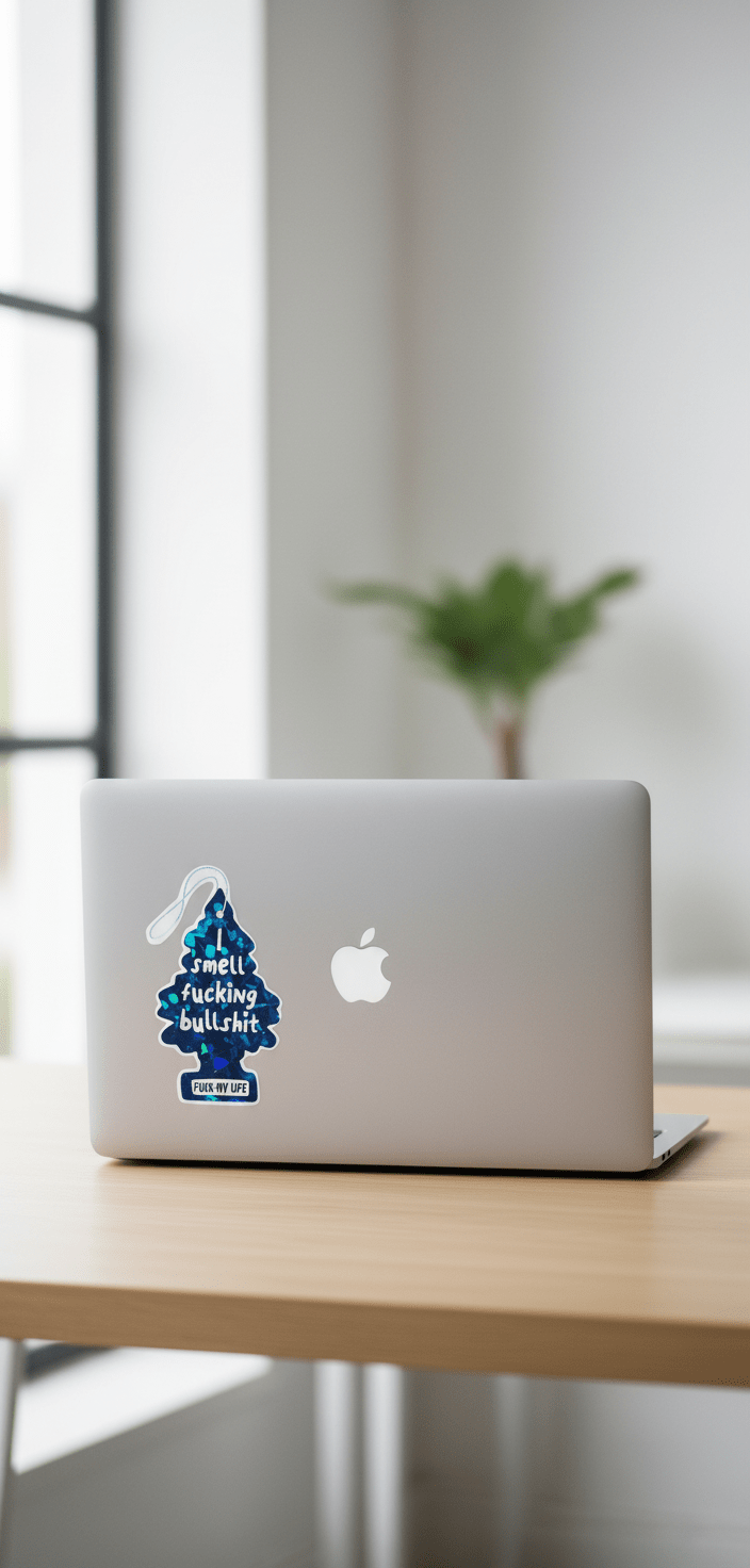 I Smell Fucking Bulls*** Air Freshener Shaped Vinyl Sticker | Funny Sassy 4x3 Waterproof Decal for Car, Laptop, or Water Bofore - Hempin Mayhem