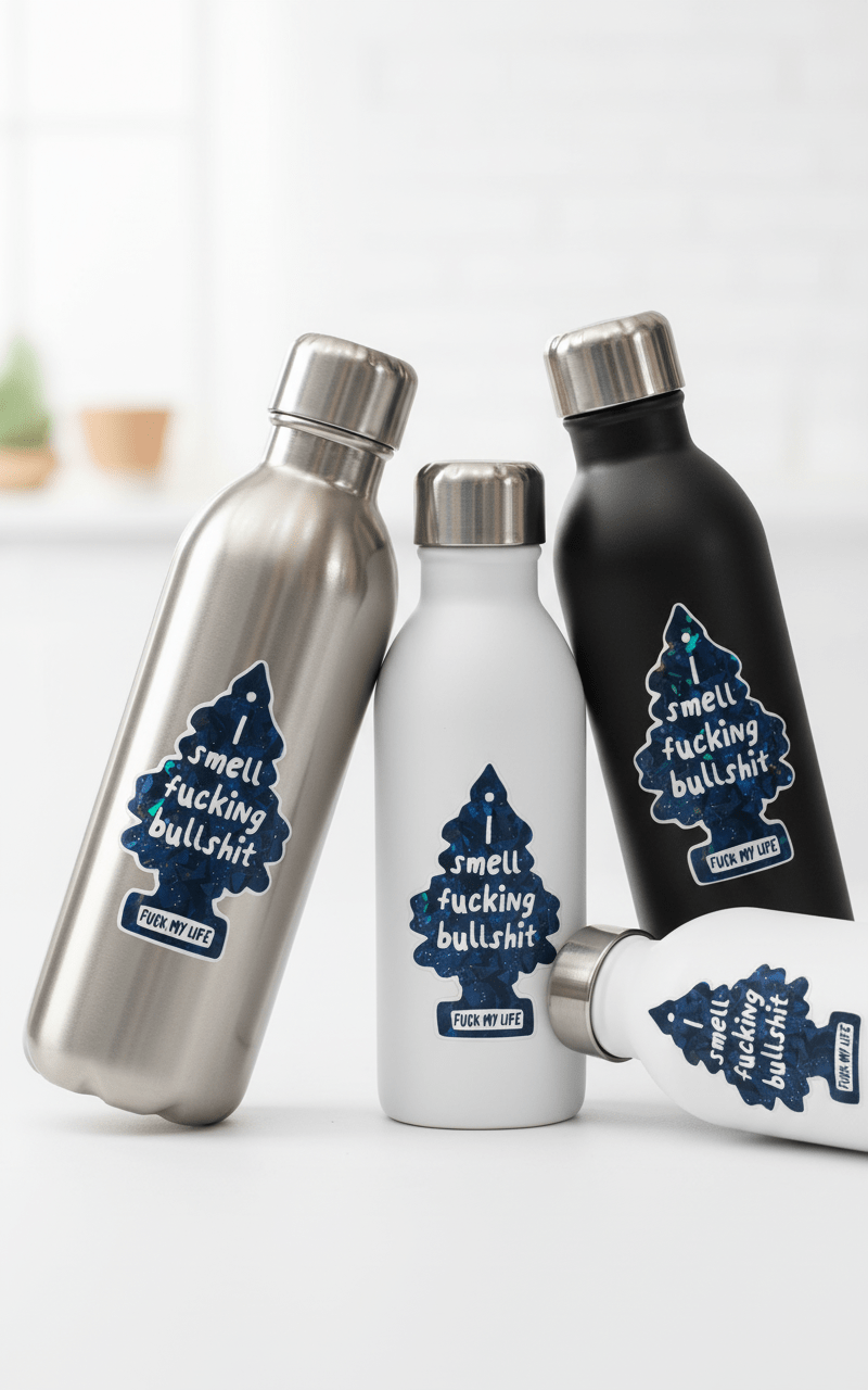 I Smell Fucking Bulls*** Air Freshener Shaped Vinyl Sticker | Funny Sassy 4x3 Waterproof Decal for Car, Laptop, or Water Bofore - Hempin Mayhem