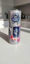 Scream-Inspired Ghost Face Epoxy Tumbler | Glitter Horror Cup for Spooky Vibes