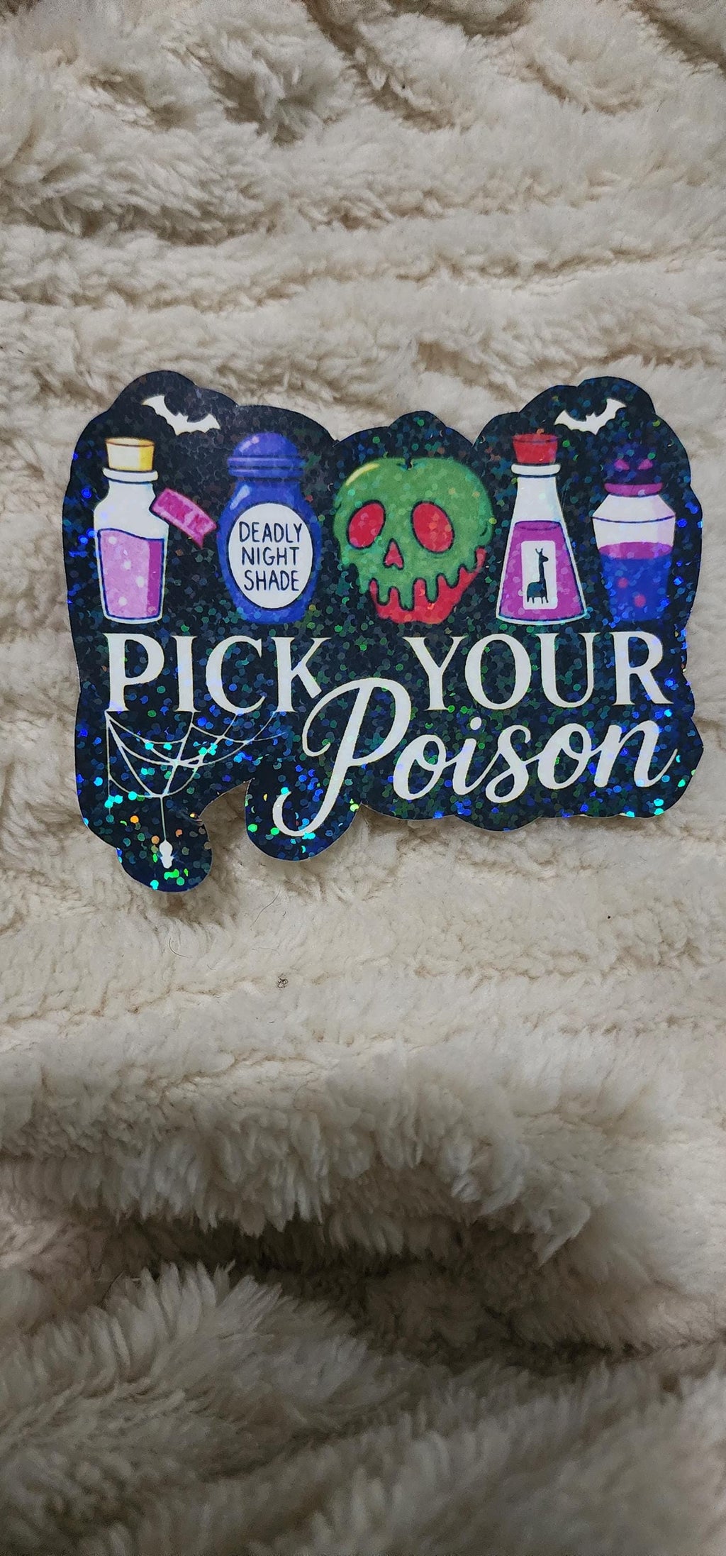 Pick Your Poison Vinyl Sticker | 4x3 Waterproof Decal | Sassy Poison Bottle Aesthetic Sticker | Dark Humor Gothic Vibe